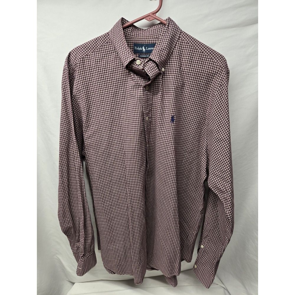 Polo‎ Ralph Lauren Shirt Men XL Red Gingham Check Casual Office Button Down